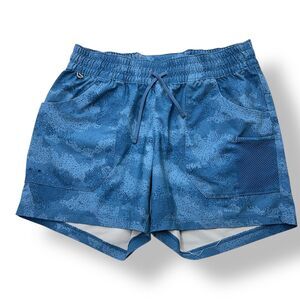 Columbia PFG Womens Tidal Sands II Shorts Blue Zip Pockets Sz Small 5” UPF 50